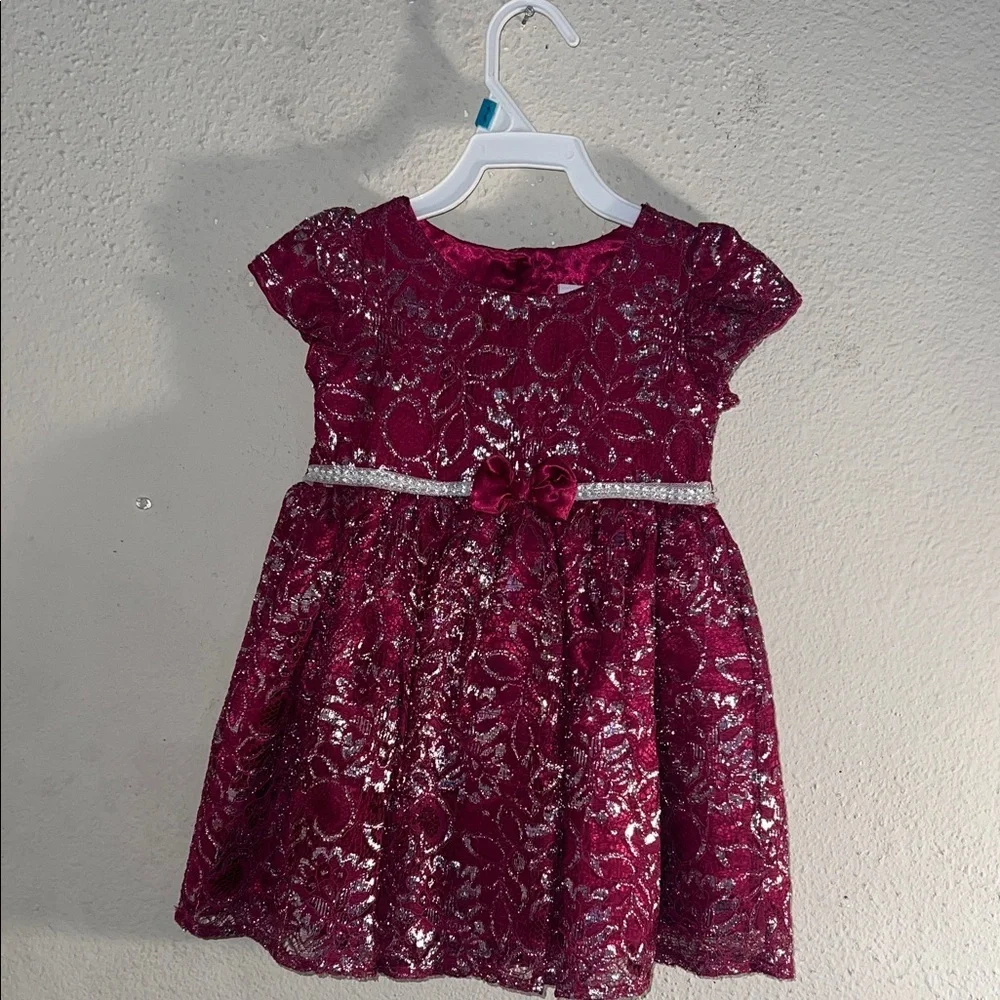 Elegant Burgundy Lace Kids Dress